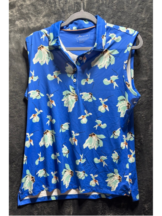 Peter Millar Tops - Peter Millar Cattley Blue Floral Performance Sleeveless Golf Polo Woman's Large